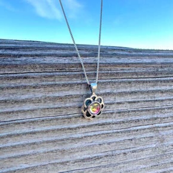 Teeny Loop Pendant Cute Sterling Silver Crystal Jewelry - Picture 14 of 14